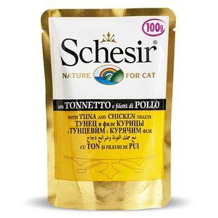 Вологий корм для котів Schesir Tuna Chicken з тунцем з курячим філе в желе 100 г
