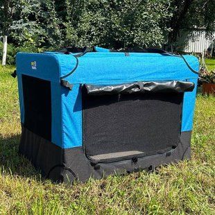 М'яка клітка-переноска для собак Pet Travel II Blue-black, 60х42х42 см