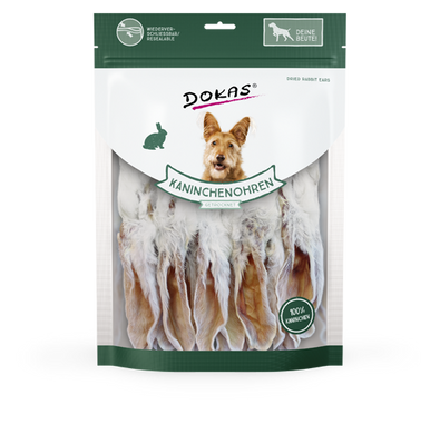 Лакомство для собак Dokas - Кроличьи ушки с мехом, кролик, 180 г, Упаковка производителя