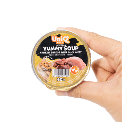 Суп для кошек UNIQ PETS CAT WET FOOD YUMMY SOUP с куриными кусочками и мясом утки, 60 г