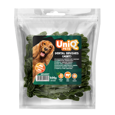 Лакомство для чистки зубов собак UniQ PETS DENTAL Зубные щетки (mint), 500 г