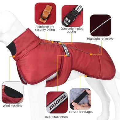 Потовщена тепла бавовняна куртка для собак Derby Red, 35 см, 58-66 см, 38 см, XL
