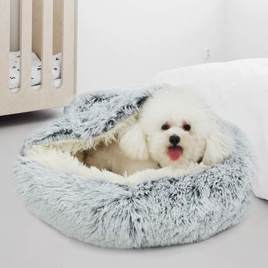 Плюшевая лежанка Люпосанчик Brown Plush Pet Bed для котов и собак, d - 40 см, XS