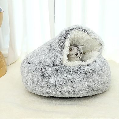 Плюшевая лежанка Люпосанчик Brown Plush Pet Bed для котов и собак, d - 40 см, XS