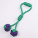 Іграшка для собак Derby Dog Rope Toy - 2 Balls with Long Handle, Зелений