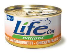 Консерва для котов LifeNatural Куриное филе с креветками, 85 г, 85 г