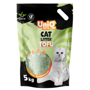 Биоразлагаемый наполнитель для кошачьих туалетов UNIQ PETS CAT LITTER TOFU green tea, 5 кг