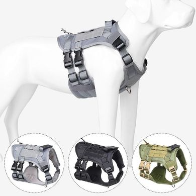 Нейлоновый тактический жилет для собак Nylon Heavy Duty Dog Tactical Vest Grey, серый, Medium