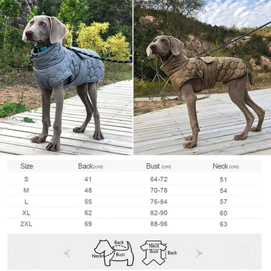 Светоотражающая куртка для собак на флисовой подкладке V.PET.B.R D64 army green with orange line, 62 см, 82-90 см, 60 см, XL