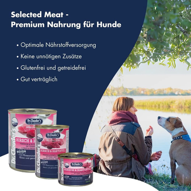 Консерва супер-преміум класу для собак Dr.Clauder's Selected Meat Venison & Potato з олениною і солодкою картоплею, 200 г