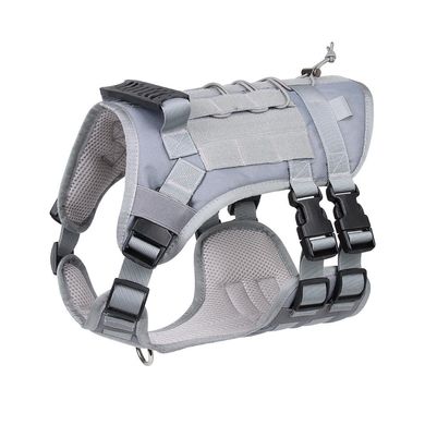 Нейлоновий тактичний жилет для собак Nylon Heavy Duty Dog Tactical Vest Grey, серый, Medium