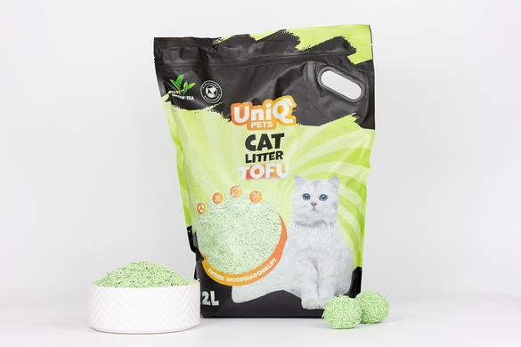 Біорозкладний наповнювач для котячих туалетів UNIQ PETS CAT LITTER TOFU green tea, 5 кг