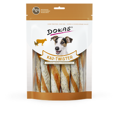 Лакомство для собак Dokas - Жевательные палочки из говяжьей шкуры и куриного филе, говядина, курица, 200 г