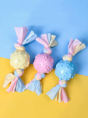 Жевательная игрушка для собак Derby Candy ball with bones and cotton rope, Голубой