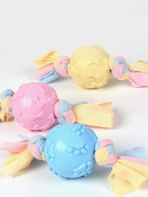 Жевательная игрушка для собак Derby Candy ball with bones and cotton rope, Голубой