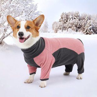 Флисовый комбинезон для собак Wan Talk Dog Clothes Cold Proof, Pink Grey, 66-76 см, 94-106 см, 3XL