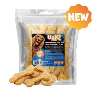 Лакомство для собак UniQ PETS Куриные косточки с рисом, 500 г