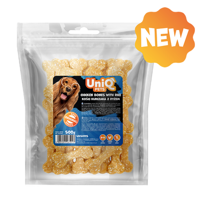 Лакомство для собак UniQ PETS Куриные косточки с рисом, 500 г