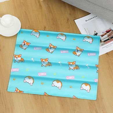 Охлаждающий коврик для собак и кошек GEL Material Summer Pet Cooling Mat, Corgi Blue, 60х90 см