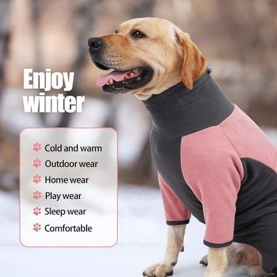 Флісовий комбінезон для собак Wan Talk Dog Clothes Cold Proof, Pink Grey, 66-76 см, 94-106 см, 3XL