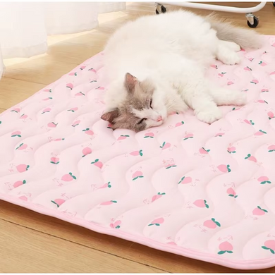 Летняя охлаждающая подстилка Derby Ice Silk Summer Pet Cooling Mat Strawberry, 70х100 см