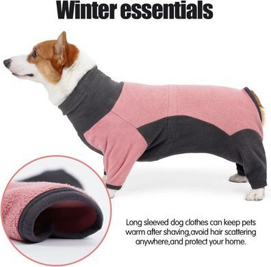 Флісовий комбінезон для собак Wan Talk Dog Clothes Cold Proof, Pink Grey, 66-76 см, 94-106 см, 3XL