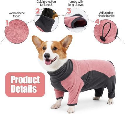 Флісовий комбінезон для собак Wan Talk Dog Clothes Cold Proof, Pink Grey, 66-76 см, 94-106 см, 3XL