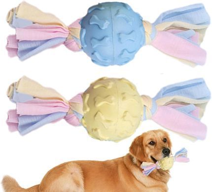 Жевательная игрушка для собак Derby Candy ball with bones and cotton rope, Голубой