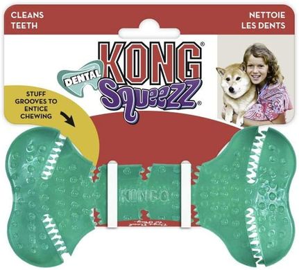 Игрушка KONG Squeezz Dental Bone для чистки зубов и десен средних и крупных собак, Medium/Large