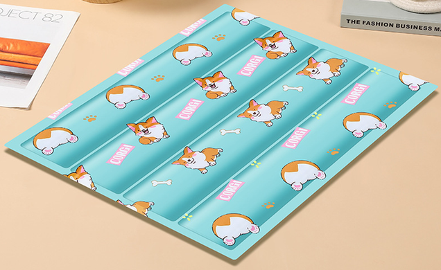 Охлаждающий коврик для собак и кошек GEL Material Summer Pet Cooling Mat, Corgi Blue, 60х90 см