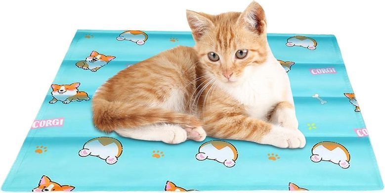 Охлаждающий коврик для собак и кошек GEL Material Summer Pet Cooling Mat, Corgi Blue, 60х90 см