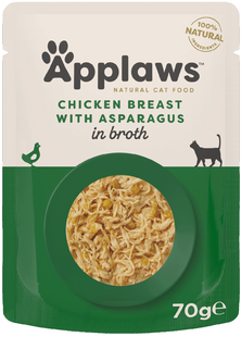 Вологий корм для котів Applaws Chicken Breast with Asparagus in Broth (курка зі спаржею в бульйоні), 70 г