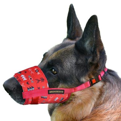 Намордник для собак Bronzedog нейлоновый регулируемый Инки, Красный, Medium