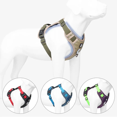 Нейлонова двостороння тактична шлейка для собак Tactical Dog Harness, Хаки, Small