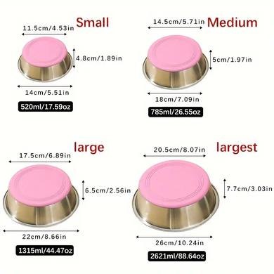 Металлическая миска для домашних животных Derby BH008, Розовый, S, 450 мл, 14x11.5x4.8 см