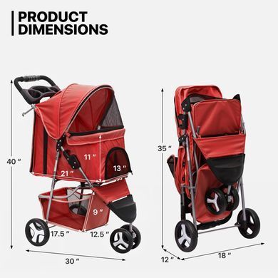 Коляска для кошек и собак Bestopet (Люпосанчик) BS-RL-16 Red