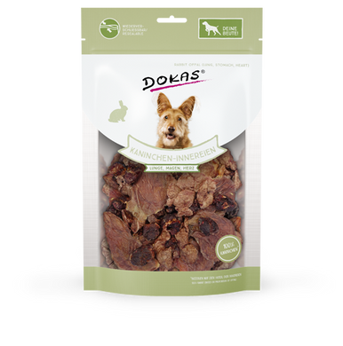 Лакомство для собак Dokas - Субпродукты из кролика (сердце, печень, желудок), кролик, 100 г, Упаковка производителя