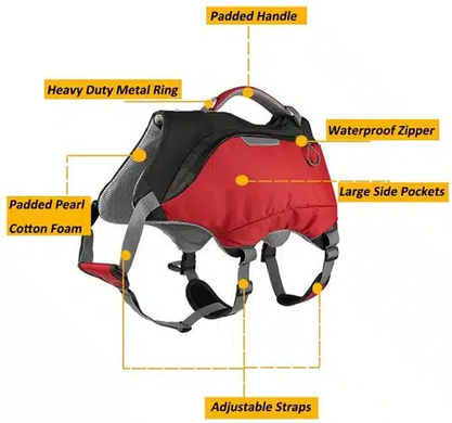 Рятувальний жилет для собак Voyager Pet Dog Bagpack, 30 см, 56-69 см, 38-50 см, M