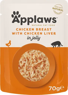 Вологий корм для котів Applaws Chicken Breast with Chicken Liver in Jelly (Куряча грудка з курячою печінкою в желе), 70 г