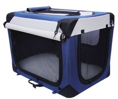 М'яка клітка для собак SENFUL Pet Soft Crate з флісовим килимком та чохлом, синьо-сіра, 50х35х35 см