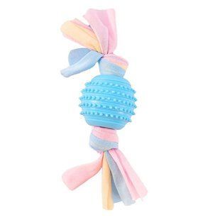 Жевательная игрушка для собак Derby Ribbed ball with cotton rope, Голубой