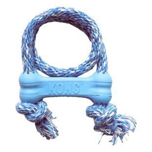 Жевательная кость для щенков KONG Puppy Goodie Bone с веревкой, Голубой, X-Small