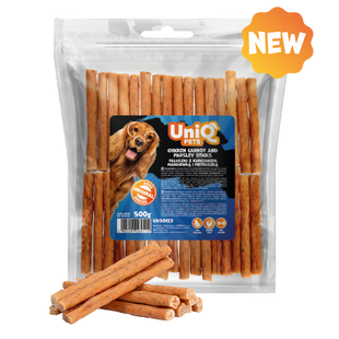 Лакомства для собак UniQ PETS стики из курицы, моркови и петрушки, 500 г
