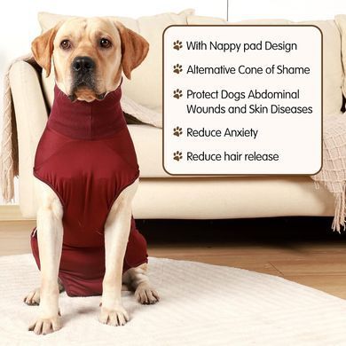 Гигиенические трусы/комбинезон для собак WanTalk Full Body Dog Diaper, Wine Red, 65-72 см, 88-105 см, 3XL