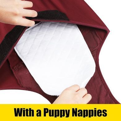 Гигиенические трусы/комбинезон для собак WanTalk Full Body Dog Diaper, Wine Red, 65-72 см, 88-105 см, 3XL