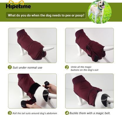 Гигиенические трусы/комбинезон для собак WanTalk Full Body Dog Diaper, Wine Red, 65-72 см, 88-105 см, 3XL