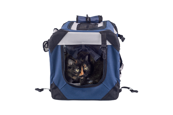Мягкая клетка для собак SENFUL Pet Soft Crate с флисовым ковриком и чехлом, сине-серая, 50х35х35 см
