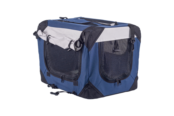 Мягкая клетка для собак SENFUL Pet Soft Crate с флисовым ковриком и чехлом, сине-серая, 50х35х35 см