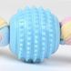 Жувальна іграшка для собак Derby Ribbed ball with cotton rope, Блакитний