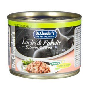 Консерви для котів Dr.Clauder's Selected Pearls Salmon&Trout з лососем і форелью для здоров'я шкіри та шерсті, 200 г